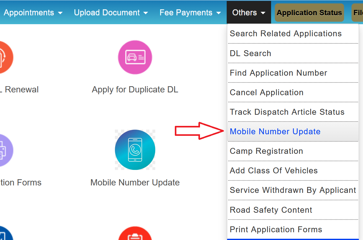Mobile Number Update in DL