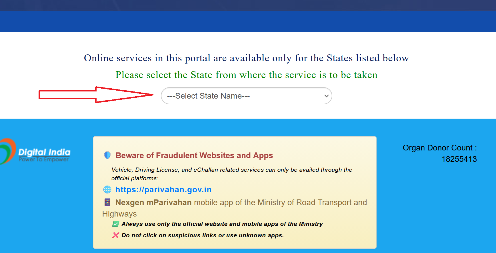 Select State Sarathi Parivahan